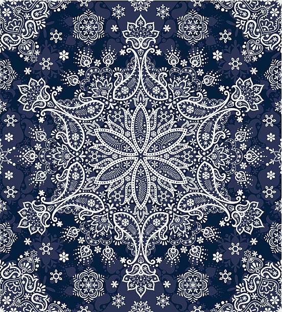 kapiąca paisley śniegu - intricacy snowflake pattern winter stock illustrations