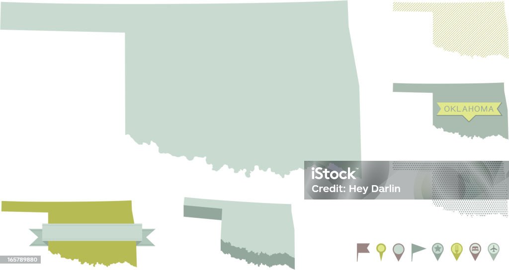 오클라호마 주 표시맵 - 로열티 프리 외형선 벡터 아트