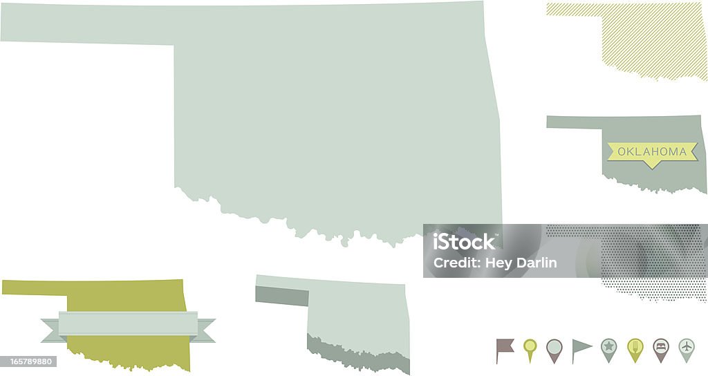 Mapas do Estado de Oklahoma - Vetor de Contorno royalty-free