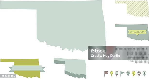 Vetores de Mapas Do Estado De Oklahoma e mais imagens de Contorno - Contorno, Alfinete, Azul