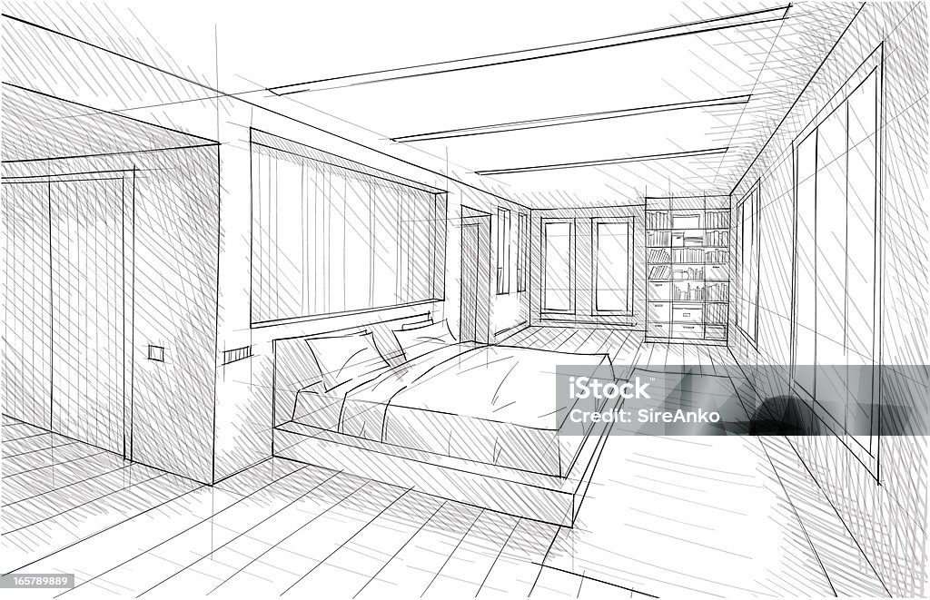 design Vector illustration of interior design. In the style of drawing. (ai 10 eps with transparency effect) Sketch stock vector