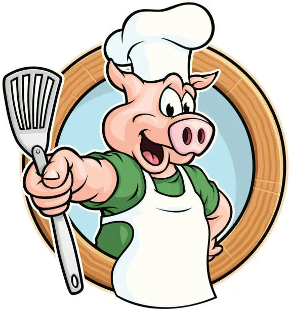 Vector illustration of Pig Chef