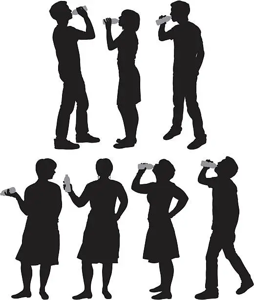 Vector illustration of Silhouette of people drinking