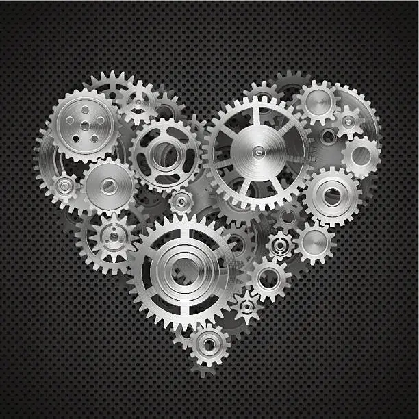 Vector illustration of Illustration of a heart made out of gears