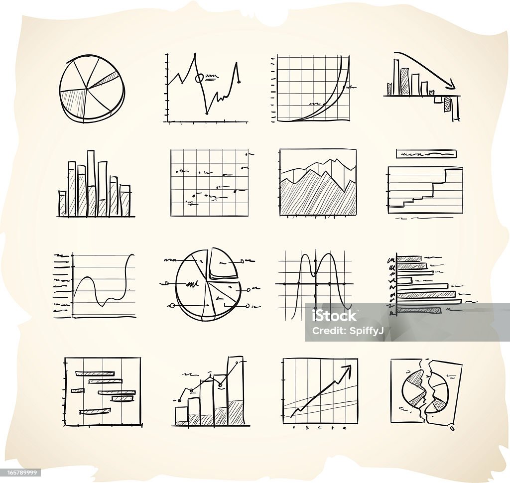 スケッチアイコンチャートとグラフ - 図画�のロイヤリティフリーベクトルアート
