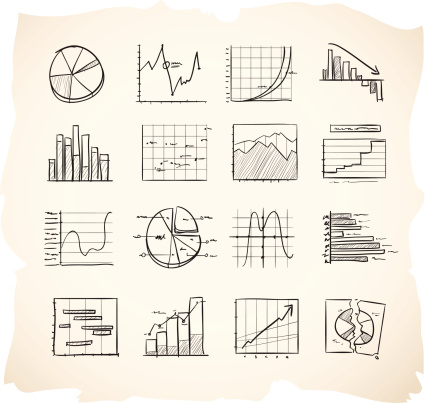 Sketch icon series of charts and graphs.