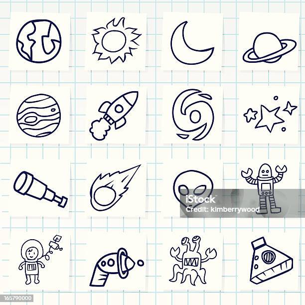 Space Icon Stock Illustration - Download Image Now - Doodle, Moon, Moon Surface