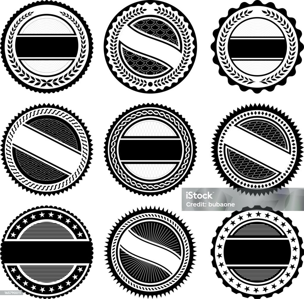 Round Badges noir et blanc Ensemble d'icônes vectorielles libres de droits - clipart vectoriel de Badge libre de droits