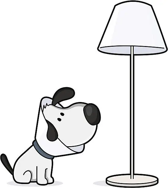 Vector illustration of After the veterinarian, dog looks like a lamp