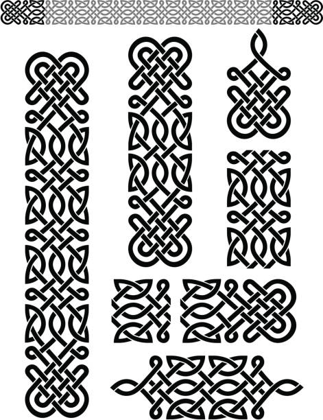 keltische muster-set - celtic pattern stock-grafiken, -clipart, -cartoons und -symbole