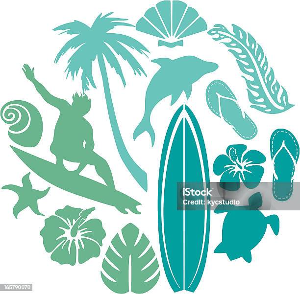 서프 플라주 컴포지션 서핑보드에 대한 스톡 벡터 아트 및 기타 이미지 - 서핑보드, 벡터, 히비스커스