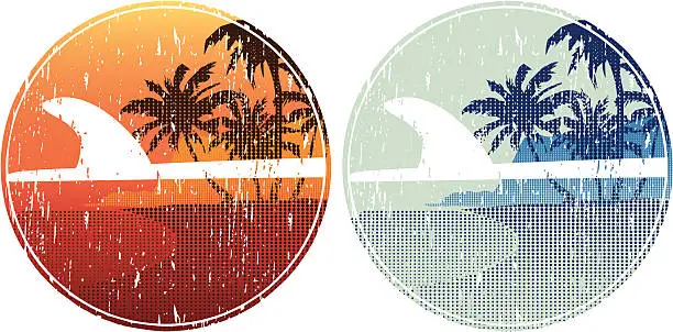 Vector illustration of surfboard island