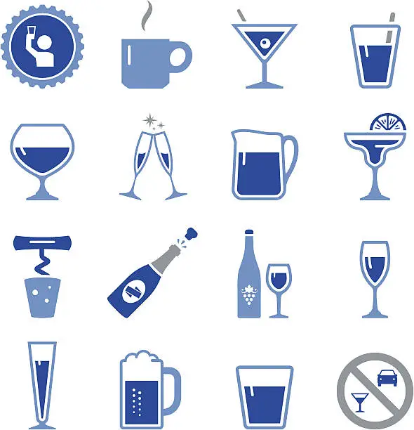 Vector illustration of Drinks and Cocktail Icons - Pro Series