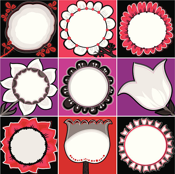 illustrazioni stock, clip art, cartoni animati e icone di tendenza di set di sfondi floreali - tulip sunflower single flower flower