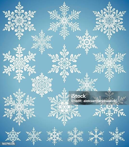 Ilustración de Snowflakes y más Vectores Libres de Derechos de Copo de nieve - Copo de nieve, Intrincado, Abstracto