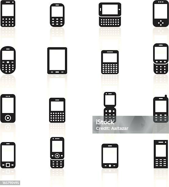 Ilustración de Negro Símbolosdispositivos Móviles y más Vectores Libres de Derechos de Teléfono antiguo - Teléfono antiguo, Tarjeta SIM, Dispositivo de información móvil