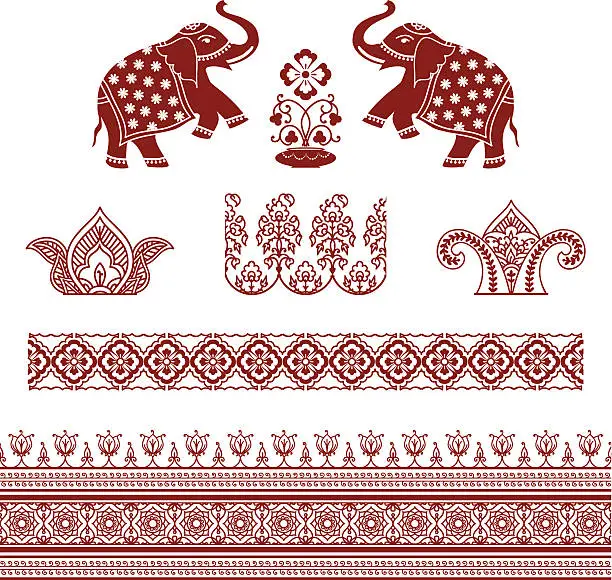 Vector illustration of Mehndi Ornaments