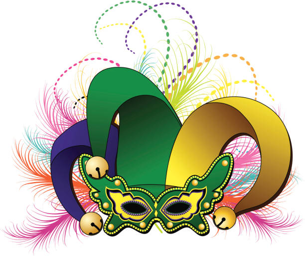 illustrations, cliparts, dessins animés et icônes de mardi gras masque de bouffon - mardi gras backgrounds bead purple