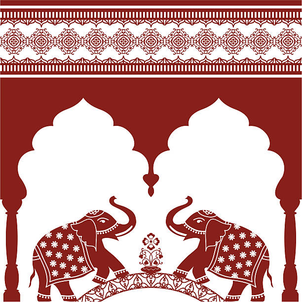Mehndi Elephant Arch vector art illustration