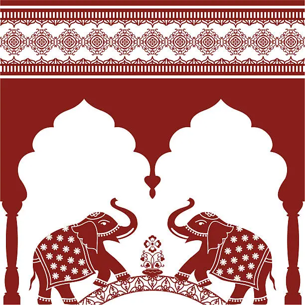 Vector illustration of Mehndi Elephant Arch