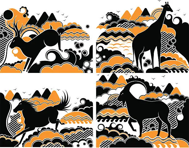 Vector illustration of animals backgorund