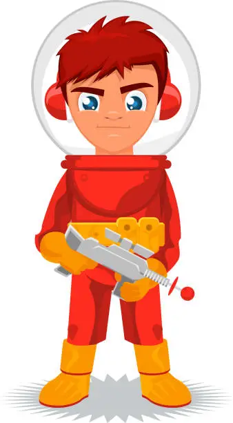 Vector illustration of Space boy kid wearing a spacey suit garment
