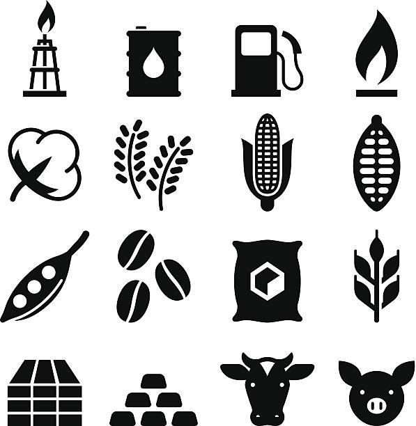 towary serii ikon-czarny - cereal product stock illustrations