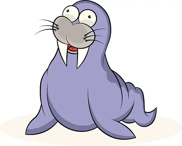 Vector illustration of Walrus Cartoon