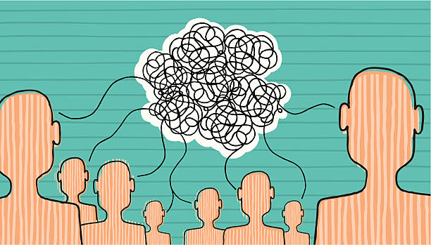 Communication is built Many people communicating. communication problems stock illustrations