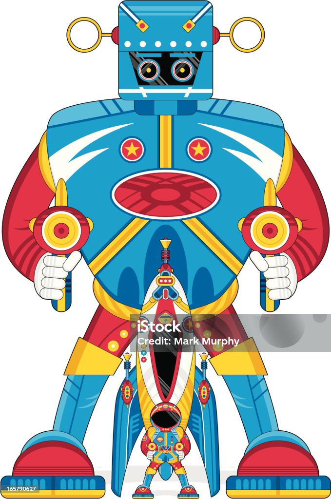 Robot Rocketship Robot Spaceman Rocket Ship Stock Illustration - Download Image Now ...