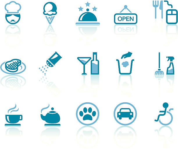 Restaurant Icons | Simple Blue Series vector art illustration
