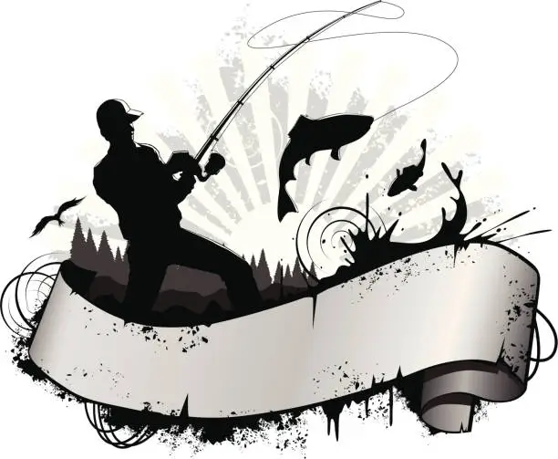 Vector illustration of fisherman