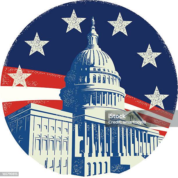 Capitole Avec Étoiles Et Rayures Vecteurs libres de droits et plus d'images vectorielles de Le Capitole - Le Capitole, Washington DC, Chambre des représentants