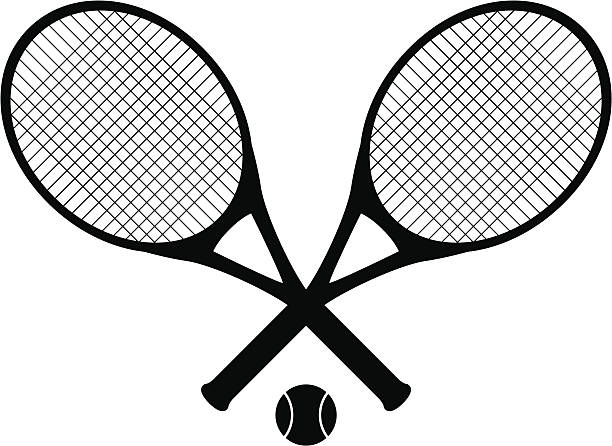ilustraciones, imágenes clip art, dibujos animados e iconos de stock de raquetas de tenis - tennis silhouette vector ball