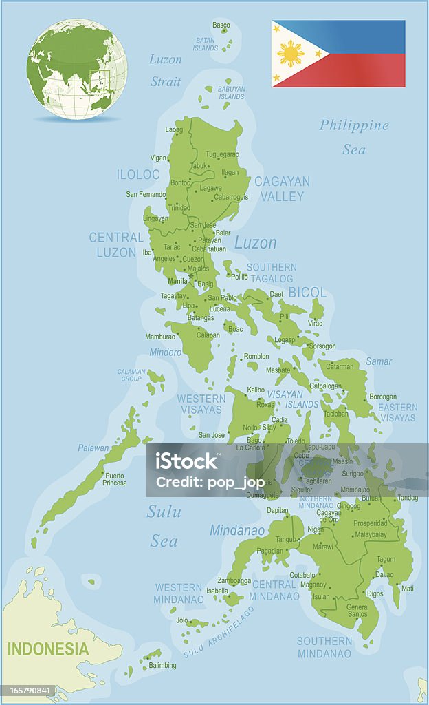 フィリピン地図の緑色の高さ - フィリピンのロイヤリティフリーベクトルアート