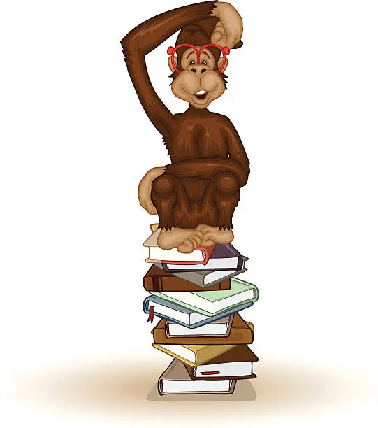 Vector illustration of Monkey Education