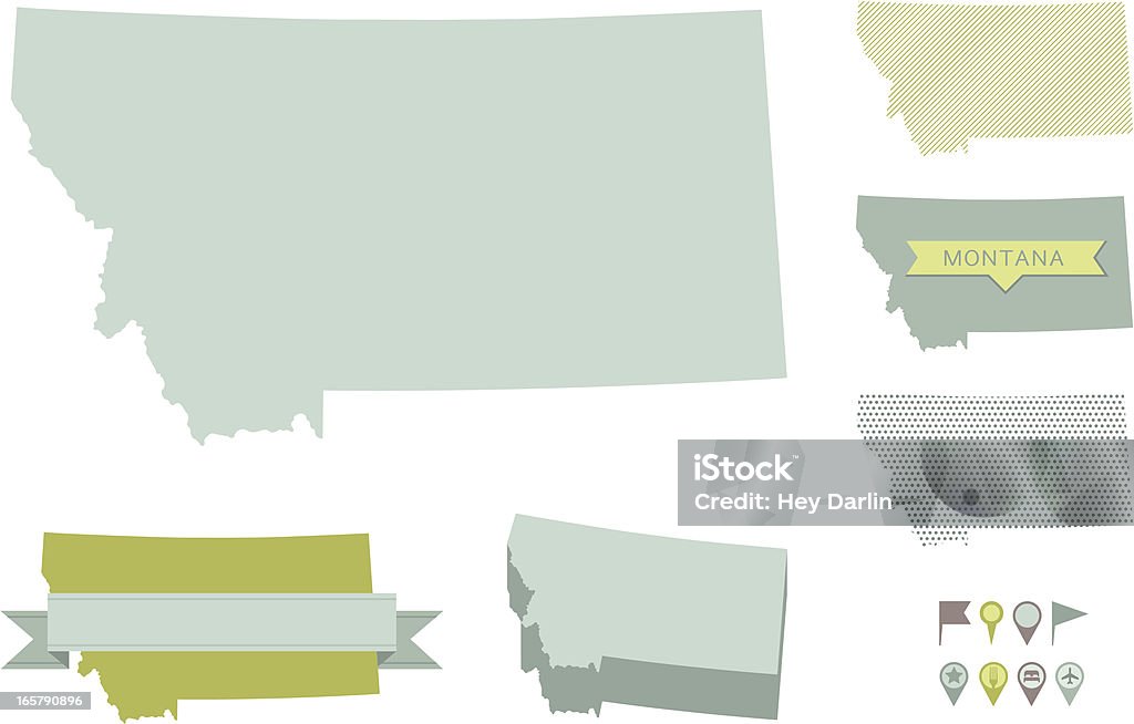 Карты штата Монтана - Векторная графика Без людей роялти-фри