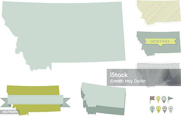 Карты Штата Монтана — стоковая векторная графика и другие изображения на тему Без людей - Без людей, Булавка, Векторная графика