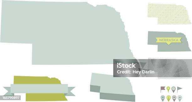 Небраска Состояние Карты — стоковая векторная графика и другие изображения на тему Без людей - Без людей, Булавка, Векторная графика