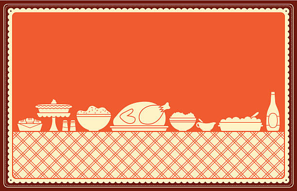 праздничный ужин паста - thanksgiving dinner plate food stock illustrations