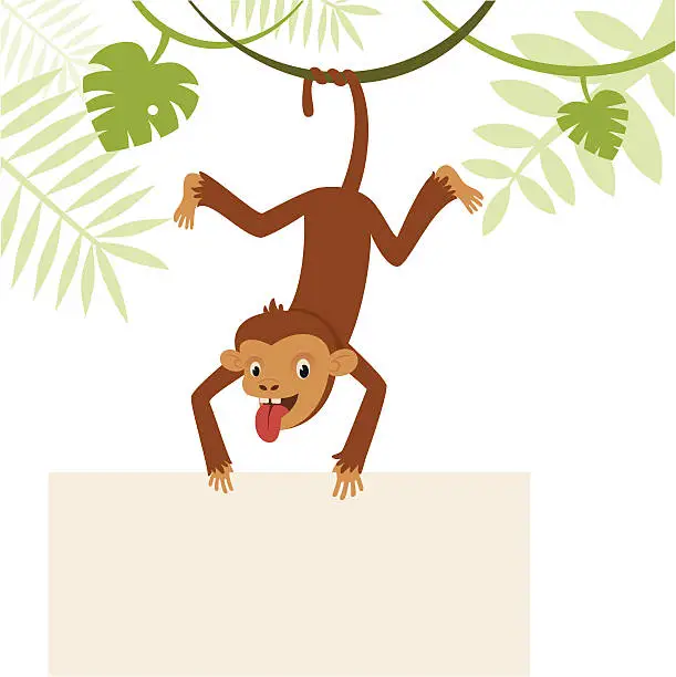 Vector illustration of Monkey with banner