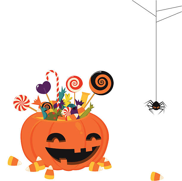 Cesta de abóbora de Halloween - ilustração de arte em vetor