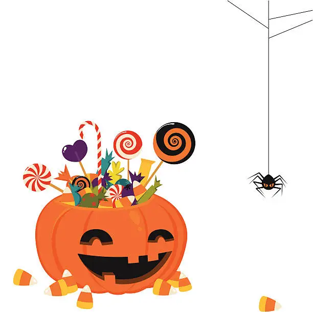 Vector illustration of Halloween pumpkin basket