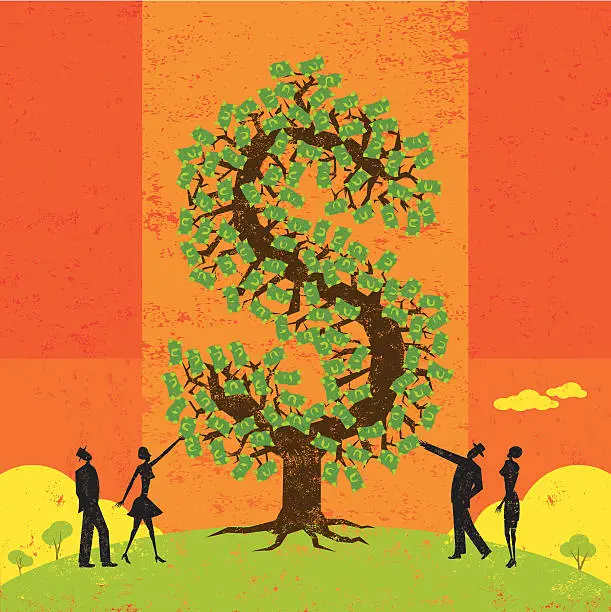 Vector illustration of Looking at the money tree