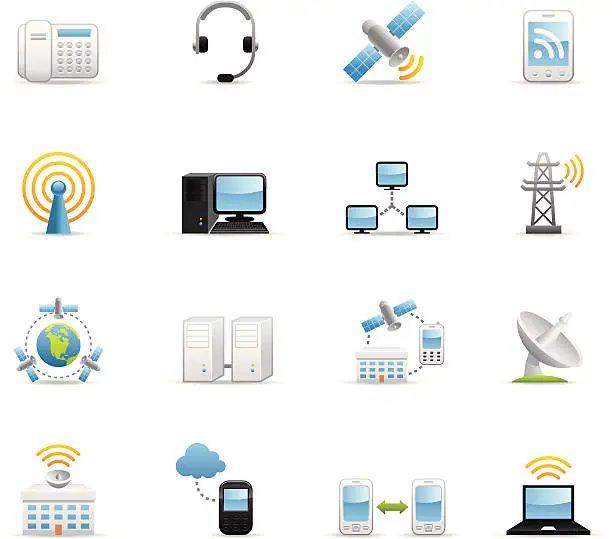 Vector illustration of Color Icons - Telecommunications