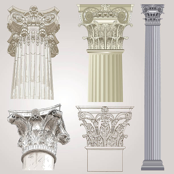 컬럼 세트 - ionic column neo classical classical greek stock illustrations
