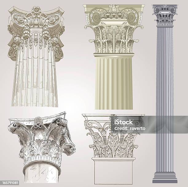Conjunto De Colunas - Arte vetorial de stock e mais imagens de Coluna arquitetónica - Coluna arquitetónica, Grécia, Renascença