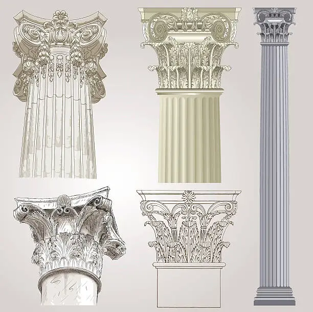 Vector illustration of Columns set