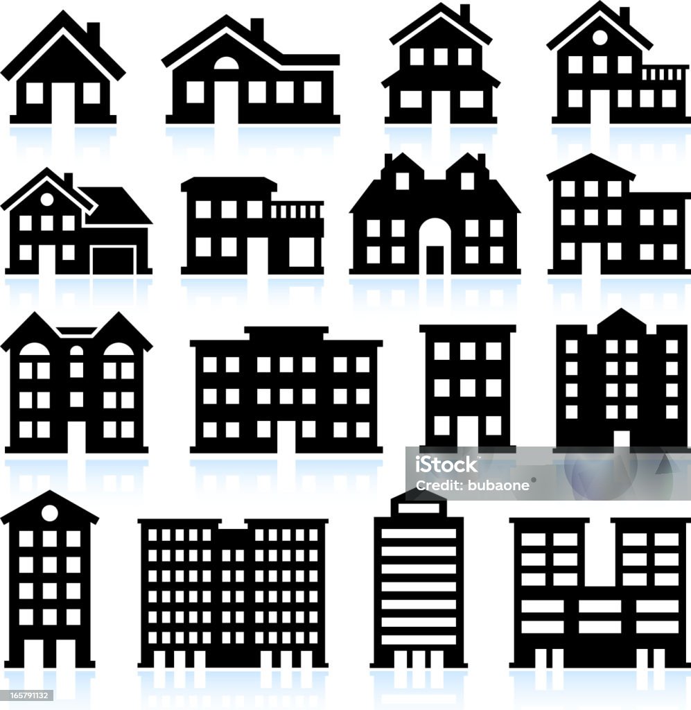 Maison et appartement icônes sur fond blanc - clipart vectoriel de Icône libre de droits