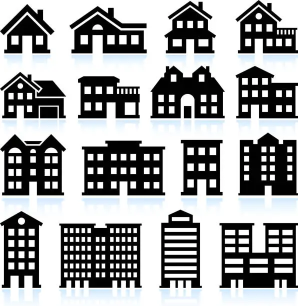 Vector illustration of House and apartment icons on white background